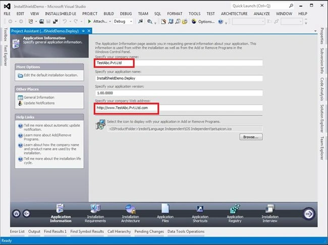 Setup using InstallShield