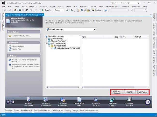 Setup using InstallShield