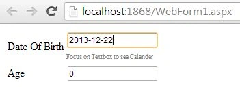 client side validation on DOB