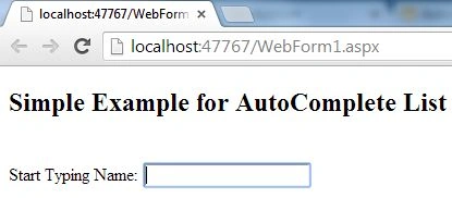 autocomplete list