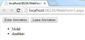 enter and leave animation