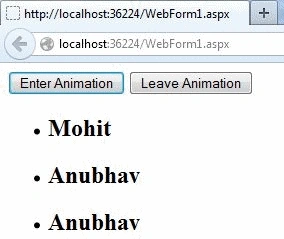 hide and show animation