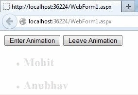 hide and show animation