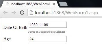 find age using ajax