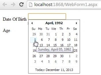 calculating age when dob entered manually