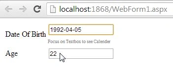 calculating age when dob entered manually