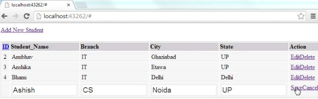 crud in webgrid