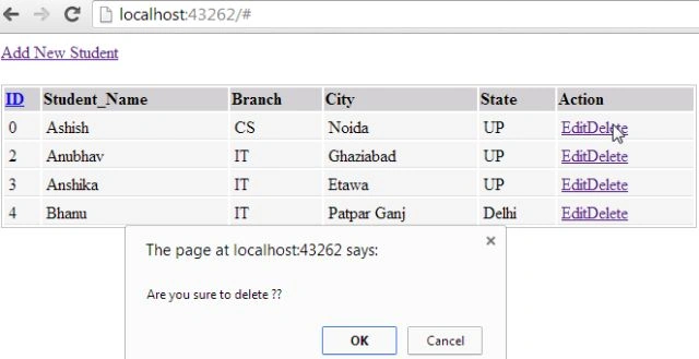 crud in webgrid