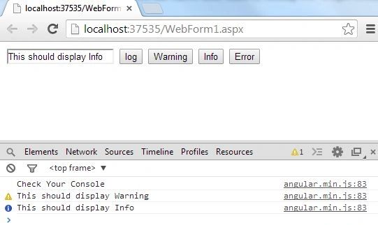 logging using angularjs