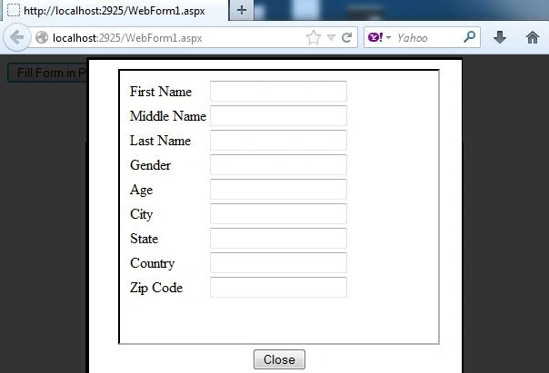Registration page