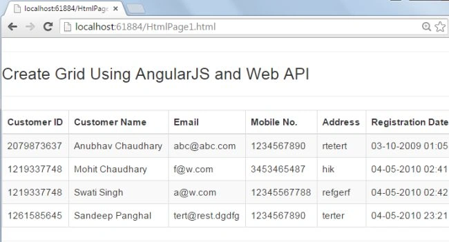 AngularJS Grid