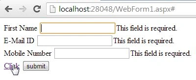 jQuery Validation on Click of Anchor