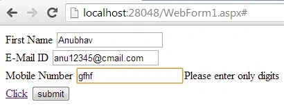 jQuery Validation on Click of Anchor