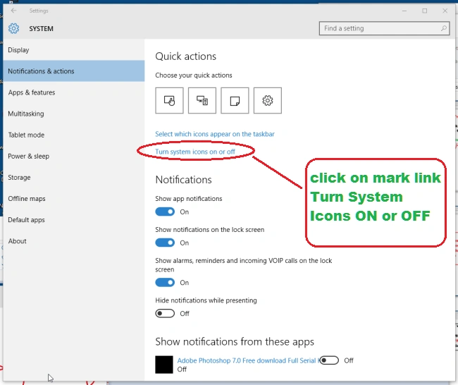 System Icons Option