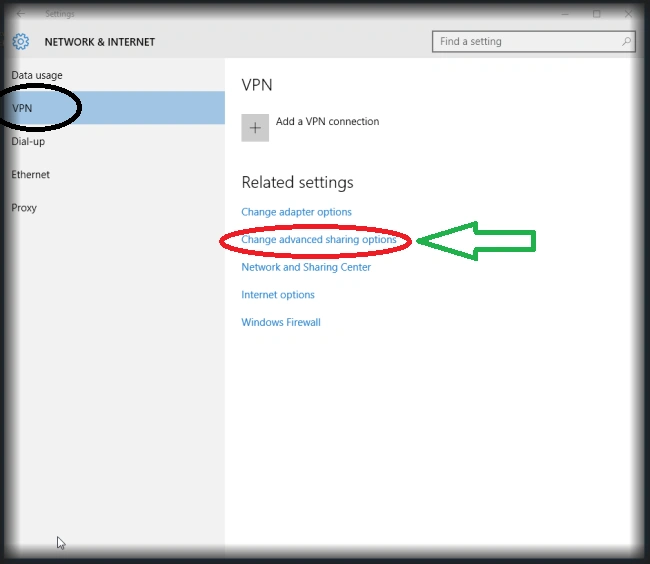 change advance sharing setting