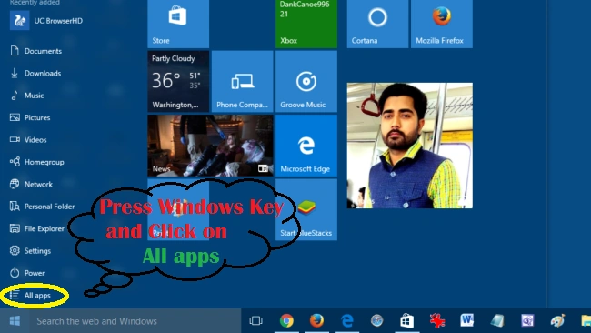 start menu