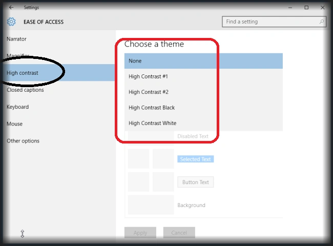 select contrast