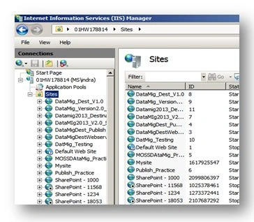 Connections in IIS Manager