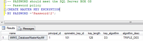 Create Master Key in SQL Server