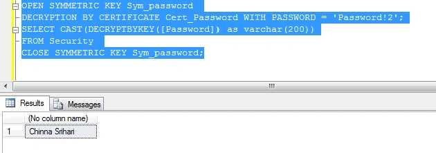 Decrypt Data in SQL Server
