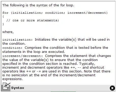 For Statement Syntax