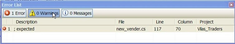 Error list