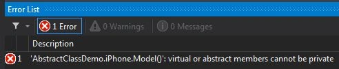 Error while creating abstract private