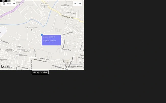 Current geolocation of the device