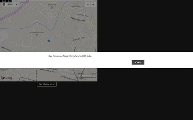 Output screen with a message dialog box