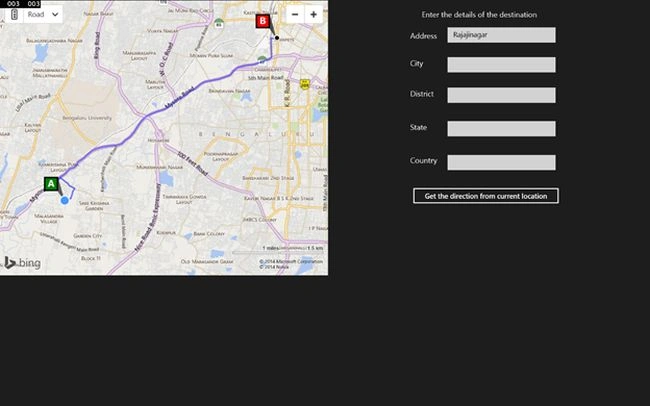 route being displayed