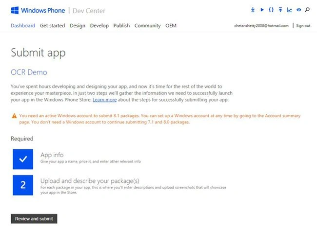 review and submit