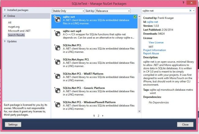 SQLite net
