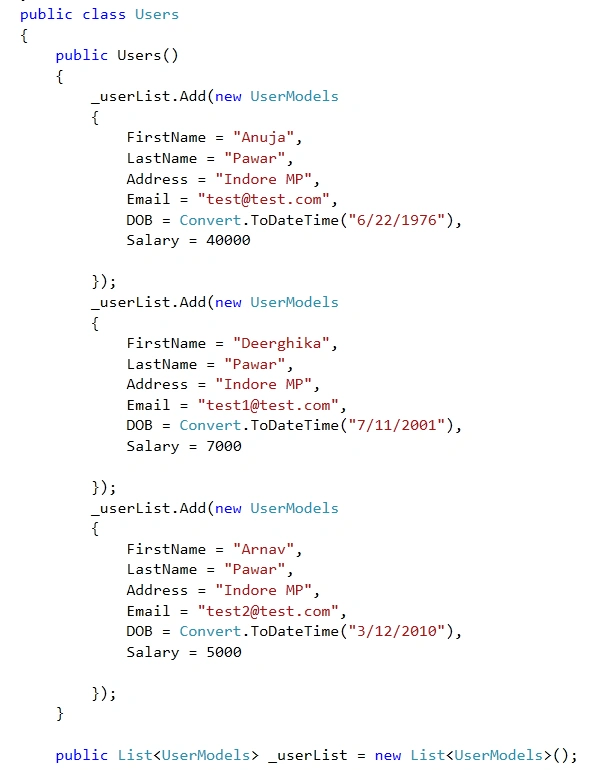 Default data