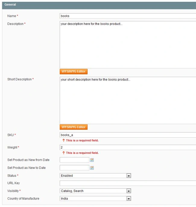 product information