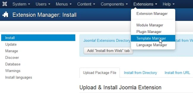 template manager option