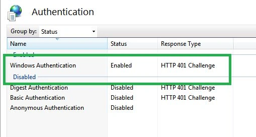 windows authentication enable
