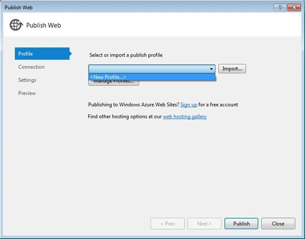 publish option