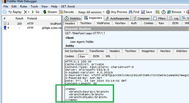 Data in Request format
