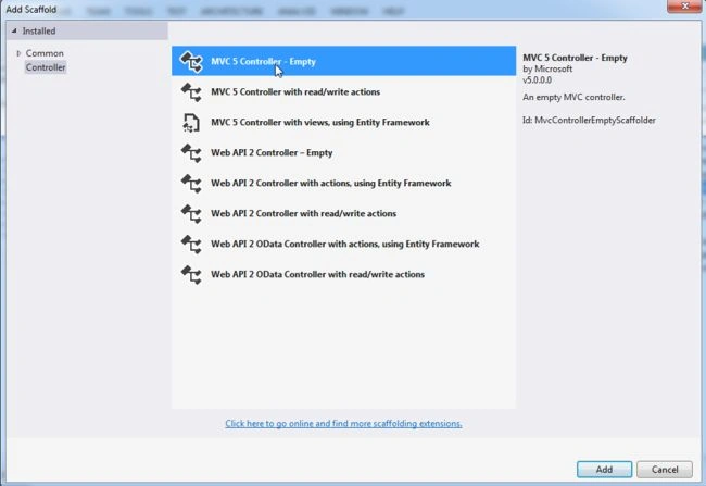 mvc5 empty controller