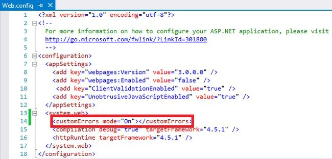 custom error mode