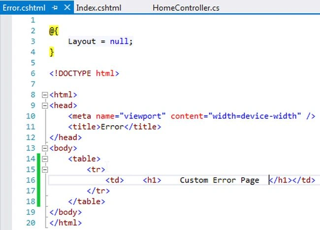 design of custom error page