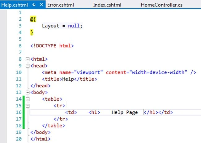 designview of help page