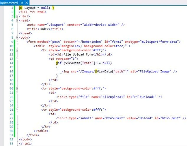 created file upload control and submit button