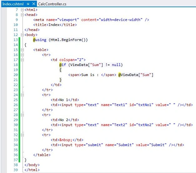 Index Page in MVC
