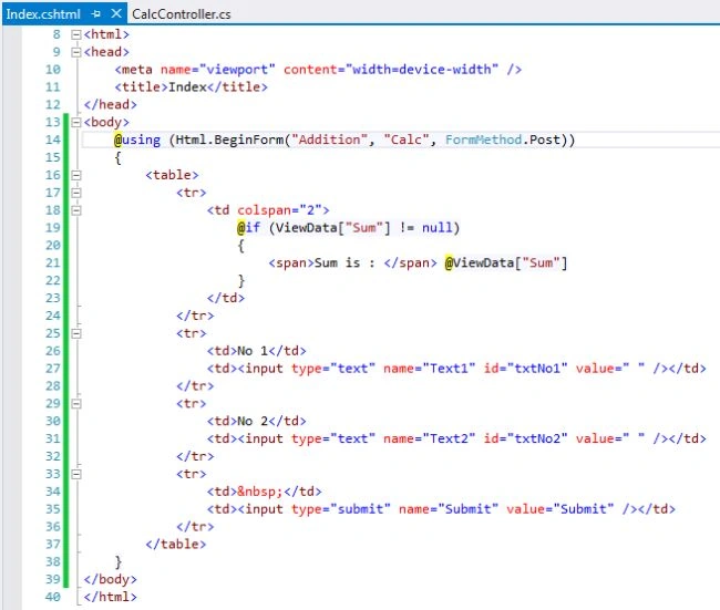 action method in controller