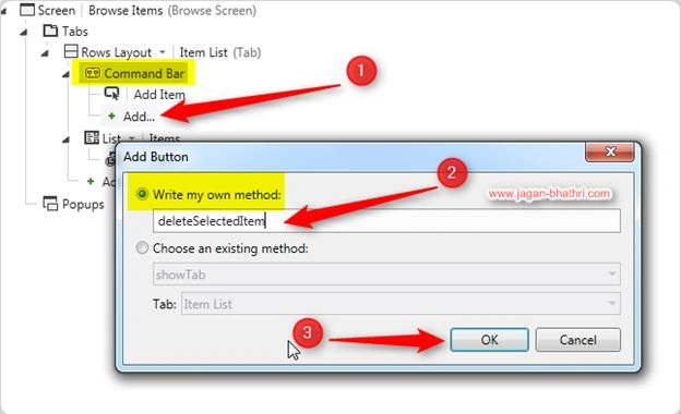 command button to delete a record
