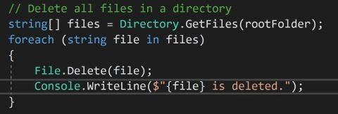 Delete file in C#