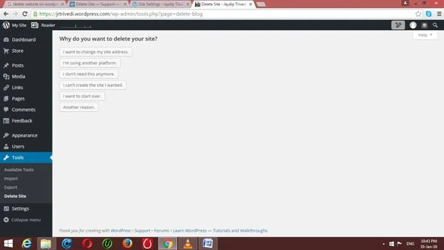 Reason for Deletion