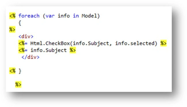 foreach loop to display list of checkbox