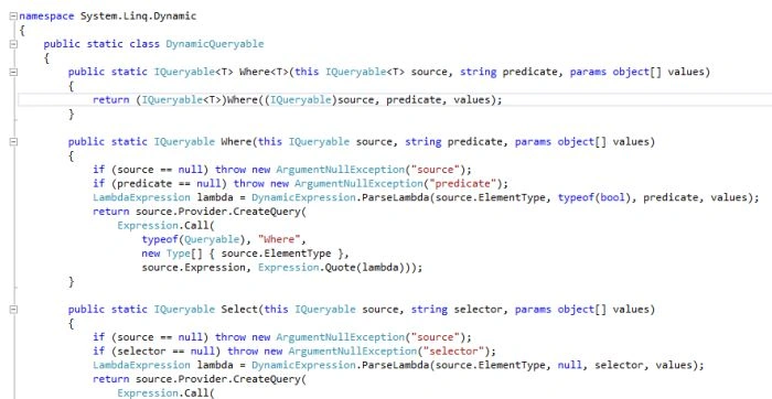 Sample data for Dynamic linq library